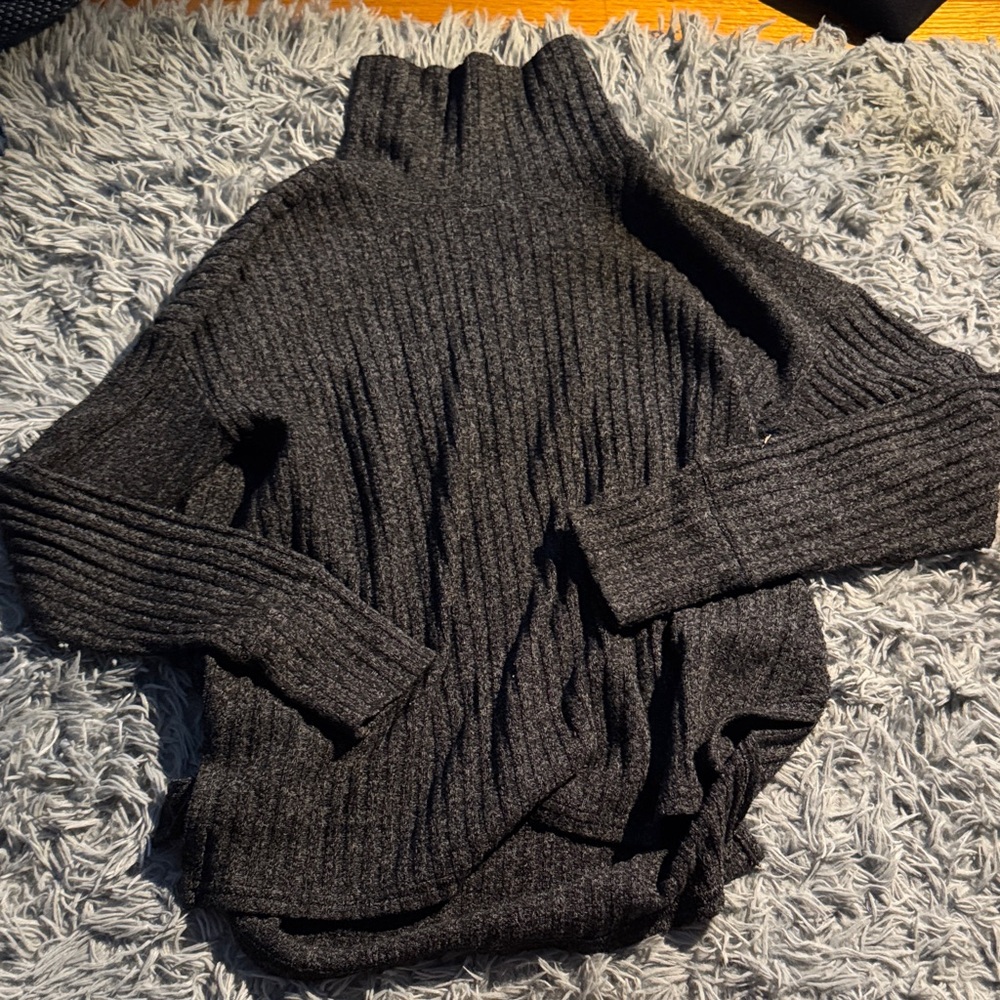 Athena Dark Gray Ribbed Turtleneck Sweater